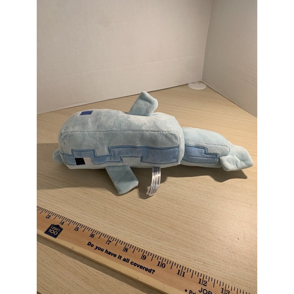 Minecraft Dolphin Plush, Light Blue - Mojang/Jinx, 13.75″ Long, RARE Size Used
